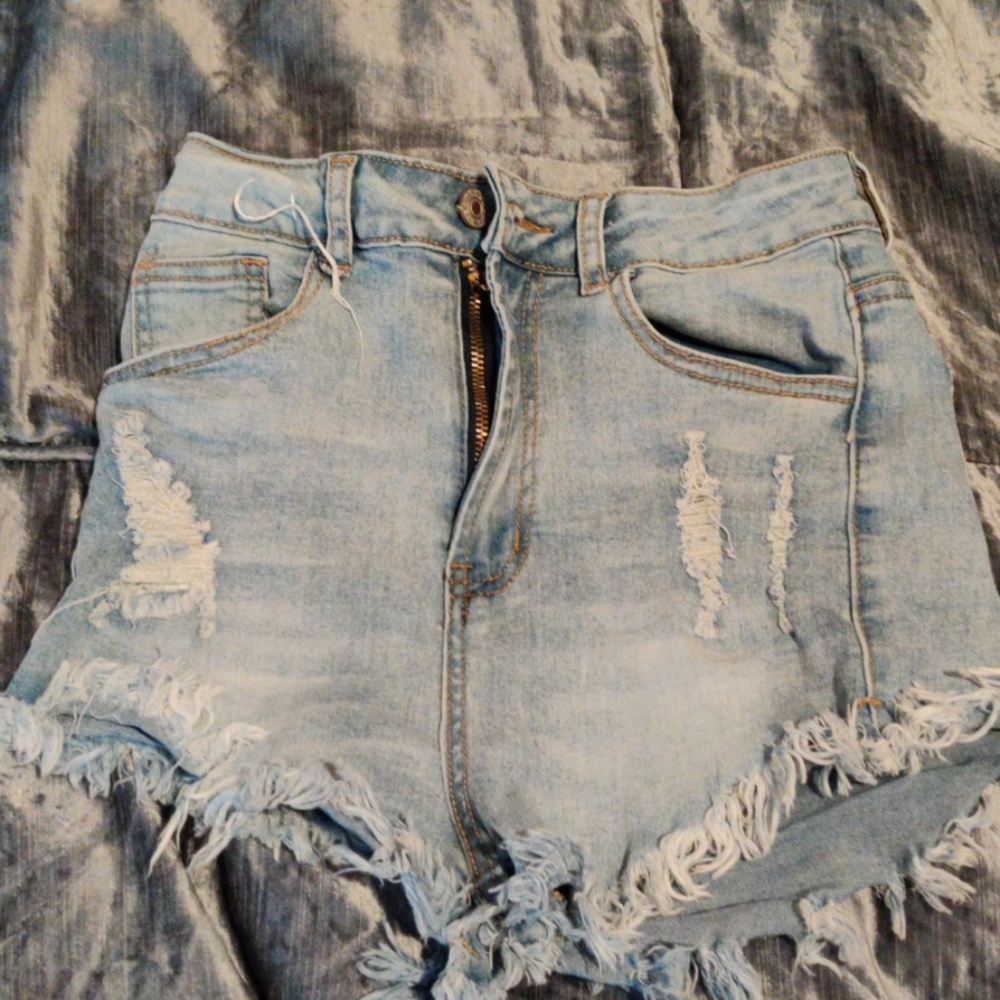 SHEIN high waisted denim shorts size XS 2 - Picture 4 of 4